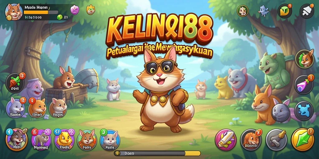 Screenshot KELINCI88 menampilkan kelinci aktif bekerja di dunia yang penuh warna.