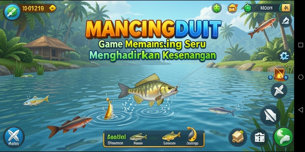 Screenshot utama MANCINGDUIT menampilkan aksi memancing yang seru dan menantang.