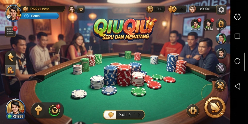 Tampilan menarik dari gameplay QiuQiu di RDI88.