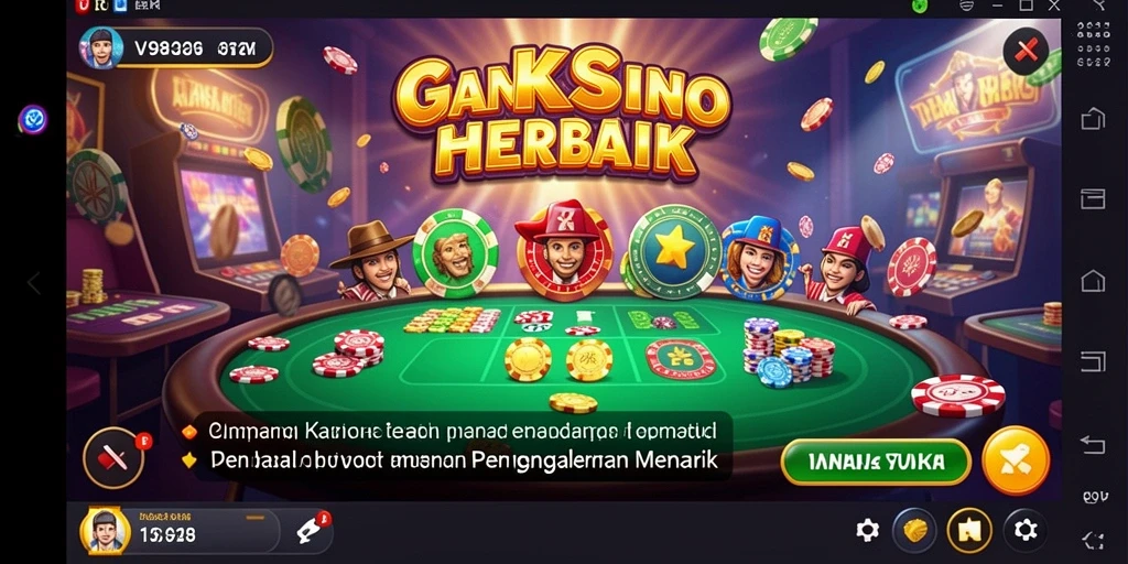 Tangkapan layar gameplay V98 dengan antarmuka Kasino yang menarik.